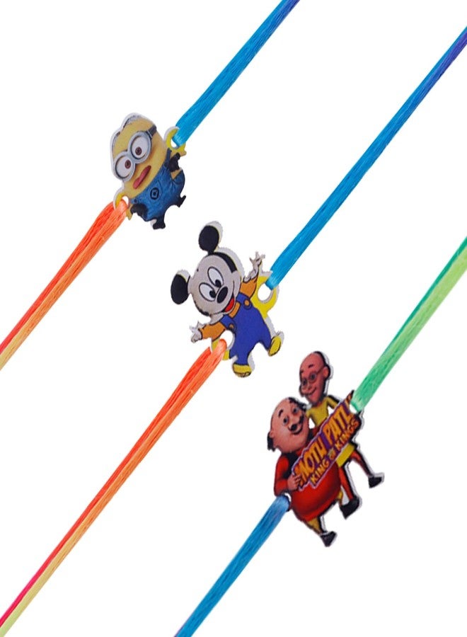 Okos Pack of 3 Rakhi Combo of Trendy Cartoon Characters For Kids For Rakshabandhan With Multi Color Adjustable Cotton Thread Cute and Dearest Bhai/Bhaiya/Brother CO1000470KID - Image 1